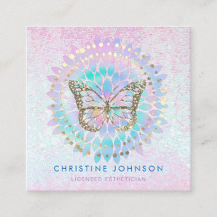butterfly logo esthetician salon spa square business card