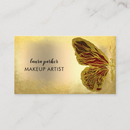 Butterfly Logo Gold Glitter Girly Modern Business Business Card