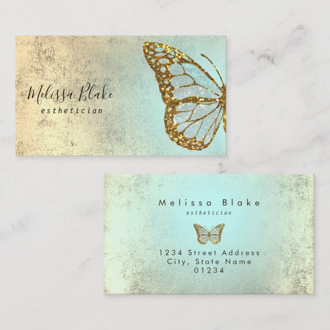 butterfly logo mint shades business card (Front/Back)