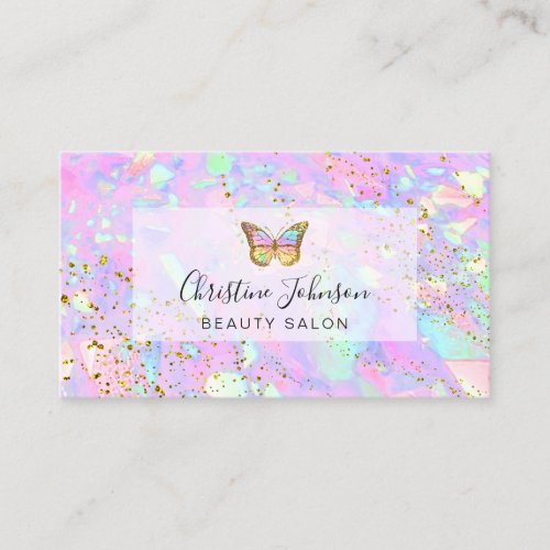 butterfly logo on FAUX glitter pastel Business Card