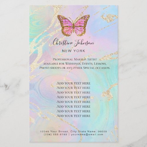butterfly logo on faux iridescent effect flyer