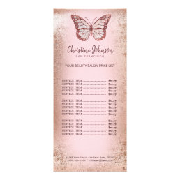 butterfly logo on faux rose gold foil rack card