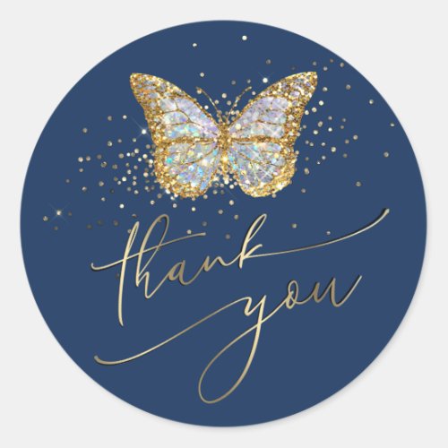 butterfly logo thank you classic round sticker