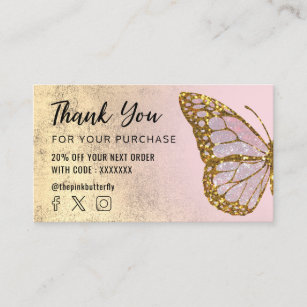 butterfly logo thank you for your purchase business card