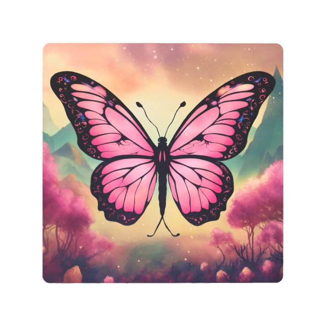 Butterfly Logo Throw Pillow Metal Print (Front)