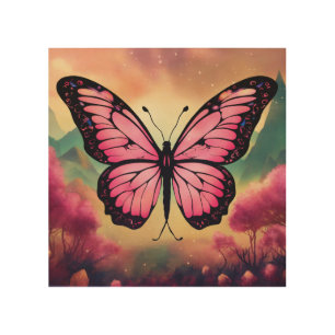 Butterfly Logo Throw Pillow Wood Wall Art