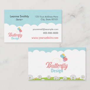Butterfly Logo Whimsical Kids Business Card