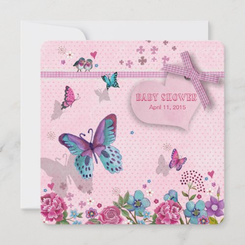 Butterfly Love  Baby Shower  Girl Invitation