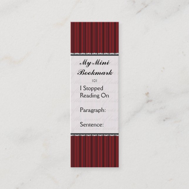 Butterfly Love | Black Red Stripes Decorative Mini Business Card (Front)