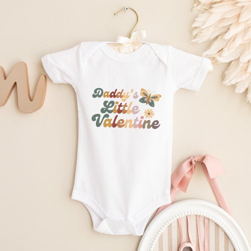 Butterfly Love Daddys Little Valentine Cute Baby Bodysuit