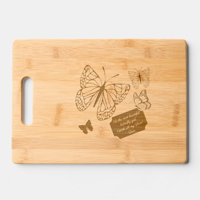 Butterfly love engraved cutting board (Front)
