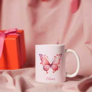 Butterfly Love   Feminine   Custom Name Coffee Mug