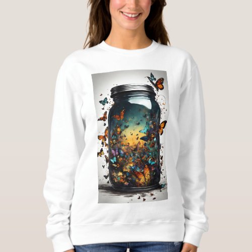 Butterfly Love Heart Silhouette T_Shirt Design Sweatshirt