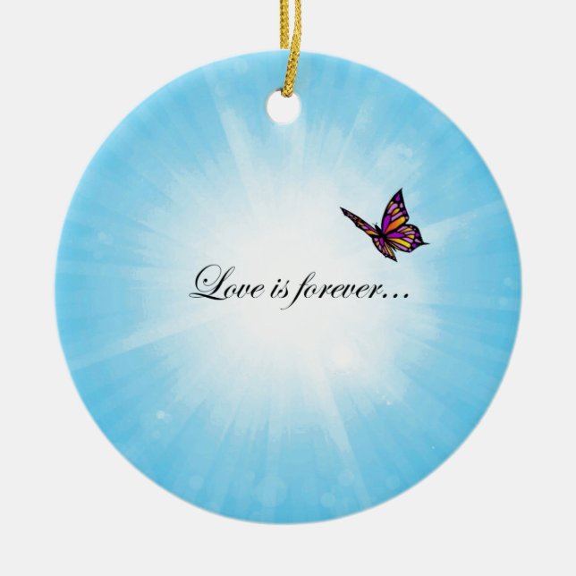 Butterfly "LOVE is Forever" Ceramic Ornament (Front)
