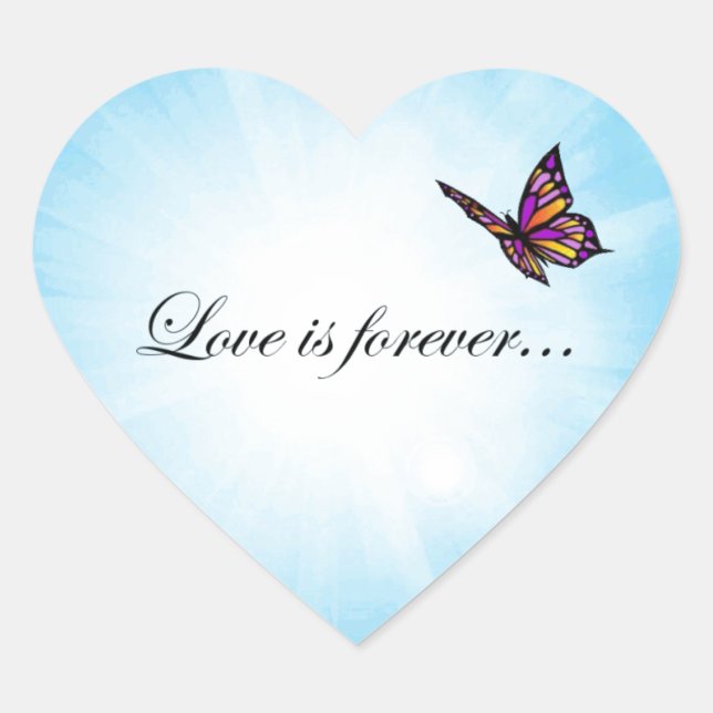 Butterfly "LOVE is Forever" Heart Sticker (Front)