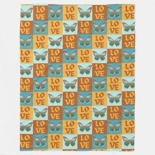 Butterfly Love Pattern   Blue & Orange Gradient Fleece Blanket