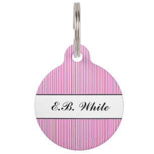 Butterfly Love   White Pink Stripes Personalized Pet ID Tag