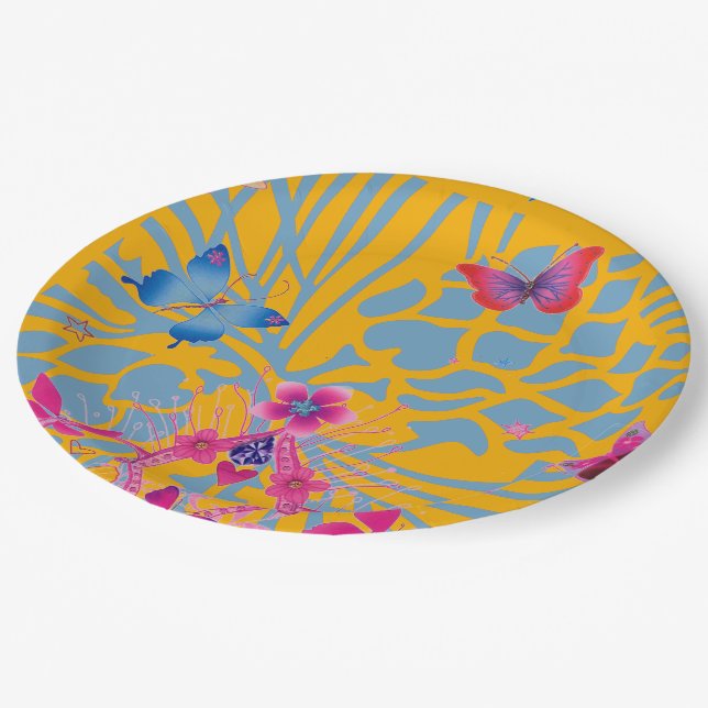 Butterfly Lovely special occasion design art Paper Plates (Angled)
