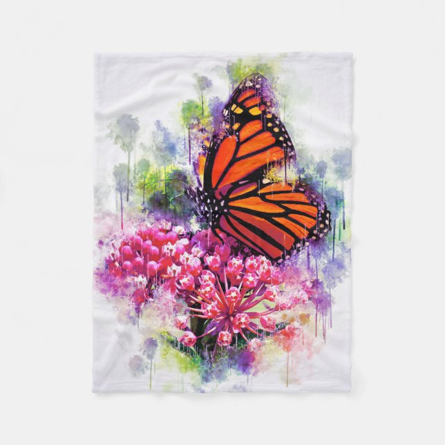 Butterfly Lover Monarch Butterfly Fleece Blanket (Front)
