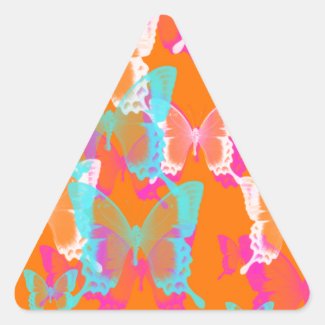 butterfly LsD in orange background Triangle Sticker