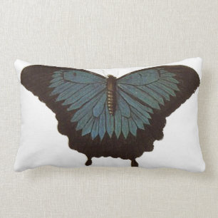 Butterfly Lumbar Throw Pillow in Blue & Black