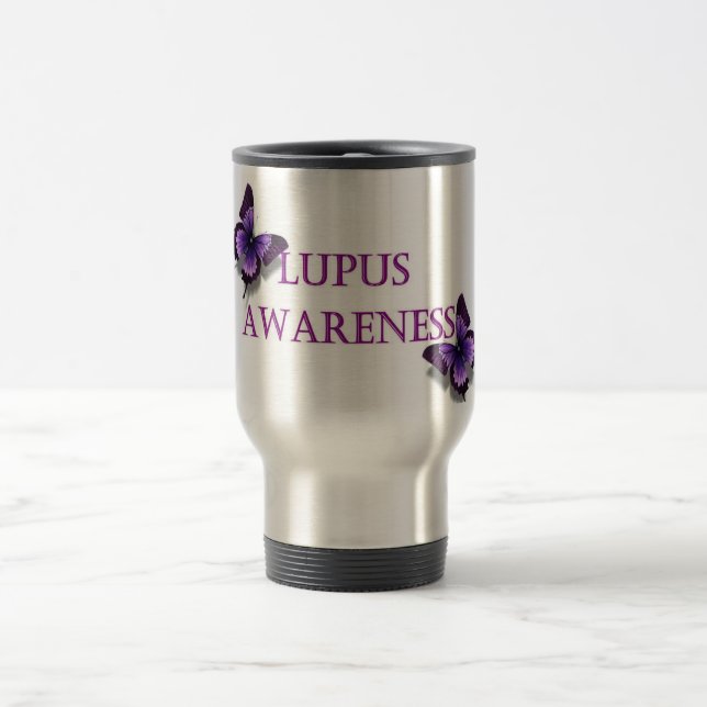 Butterfly Lupus Awareness Coffee Mug Travel Mug (Center)