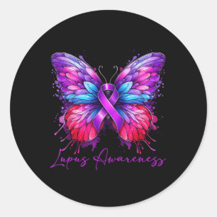 Butterfly Lupus Awareness Month Classic Round Sticker