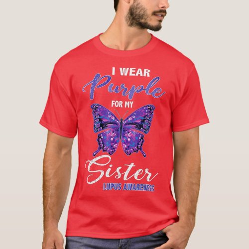 Butterfly Lupus Sister Lupus Awareness Purple Ribb T_Shirt