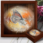 Butterfly Magic Jewelry Keepsake Box<br><div class="desc">Painting “Birthday Butterfly” Collection Hold your valuables in this beautiful keepsake box. Made of lacquered wood, the jewelry box comes in golden oak, ebony black, emerald green, and red mahogany. Soft felt protects your jewelry and other collectibles. Personalize on the product page or click the "Customize" button for more design...</div>
