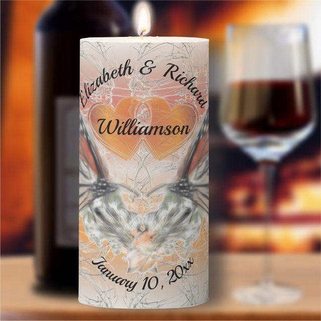 Butterfly Magic Love Hearts Pillar Candle (Creator Uploaded)