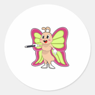 Butterfly Magic wand Classic Round Sticker