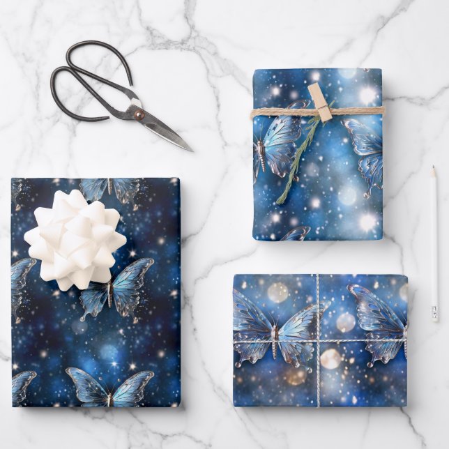 Butterfly magical enchanted pattern seamless chic wrapping paper sheets (Front)