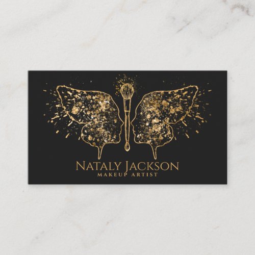 Butterfly Makeup Brush Female Profile Business Card