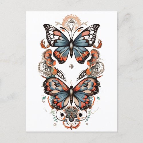 Butterfly Mandala Boho Chic Tees Postcard
