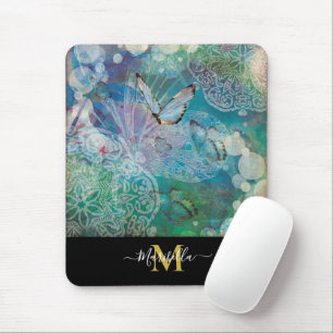 Butterfly Mandala Personalize Monogram Mouse Pad