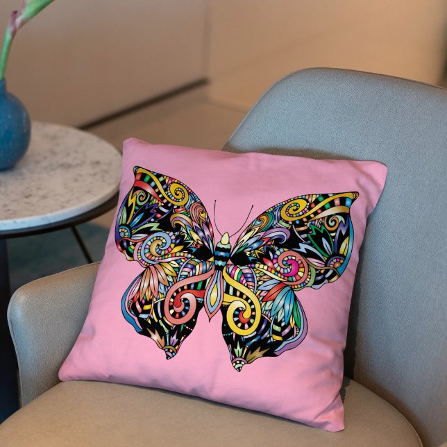 Butterfly Mandala  Throw Pillow (Creator Uploaded)