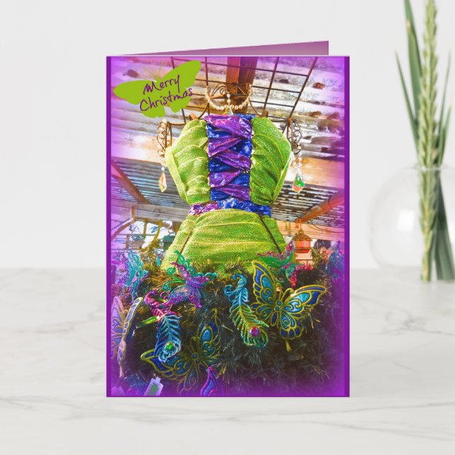 Butterfly Mannequin Dress Form Christmas Tree Holiday Card (Front)