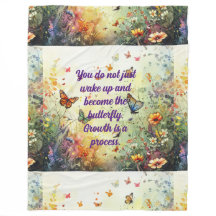 Butterfly Mantra Positive Quotes Fleece Blanket