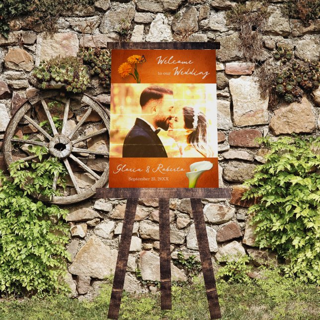 Butterfly, Marigolds Photo Welcome Wedding Sign (Creator Uploaded)