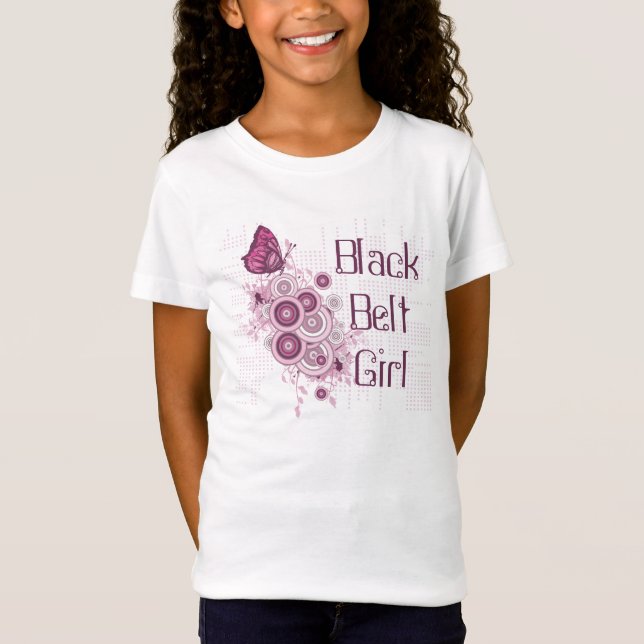Butterfly Martial Arts Black Belt Girl T-Shirt (Front)