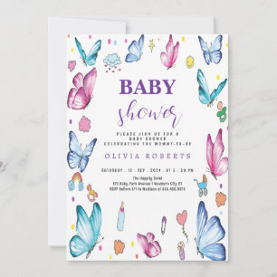 butterfly  mauve Little Baby Shower cool Invitation