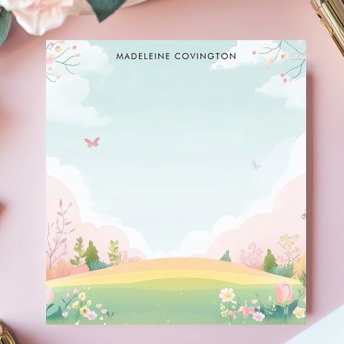 Shop 11 Butterfly Meadow Floral Personalized Name Notepad