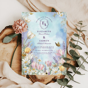Butterfly Meadow Spring Floral Wedding Invitation