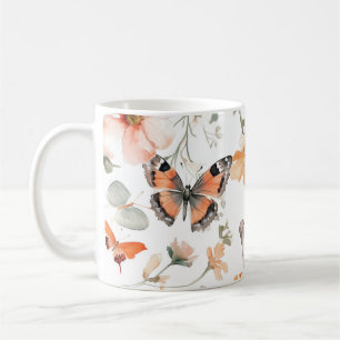 Butterfly Meadow Watercolor Pretty Coffee Mug