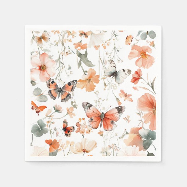 Butterfly Meadow Watercolor Pretty Napkins (Front)