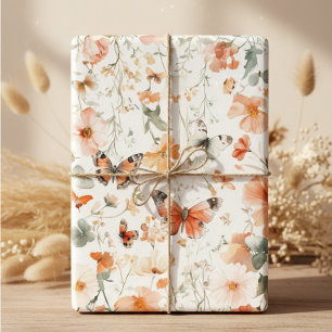 Butterfly Meadow Watercolor Pretty Wrapping Paper Sheets