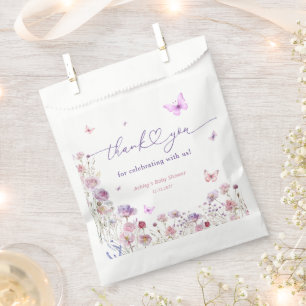 Butterfly Meadow Wildflowers Baby Shower Thank You Favor Bag