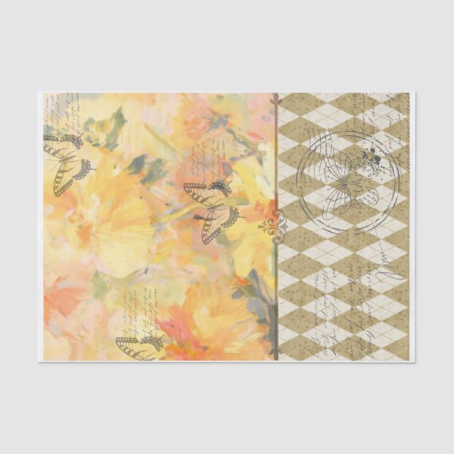 Butterfly Meadows Botanical Decoupage Tissue Paper (Front)
