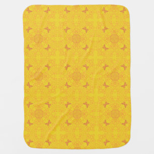 Butterfly Medallion Vintage Look Gold Receiving Blanket