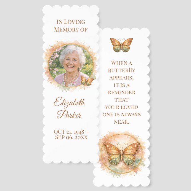 Butterfly Memorial Bookmark Celebration of Life (Front & Back)